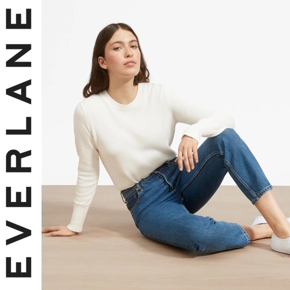 Everlane Sweaters - Everlane the soft cotton knit crew neck sweater NWT bone white long sleeve XS